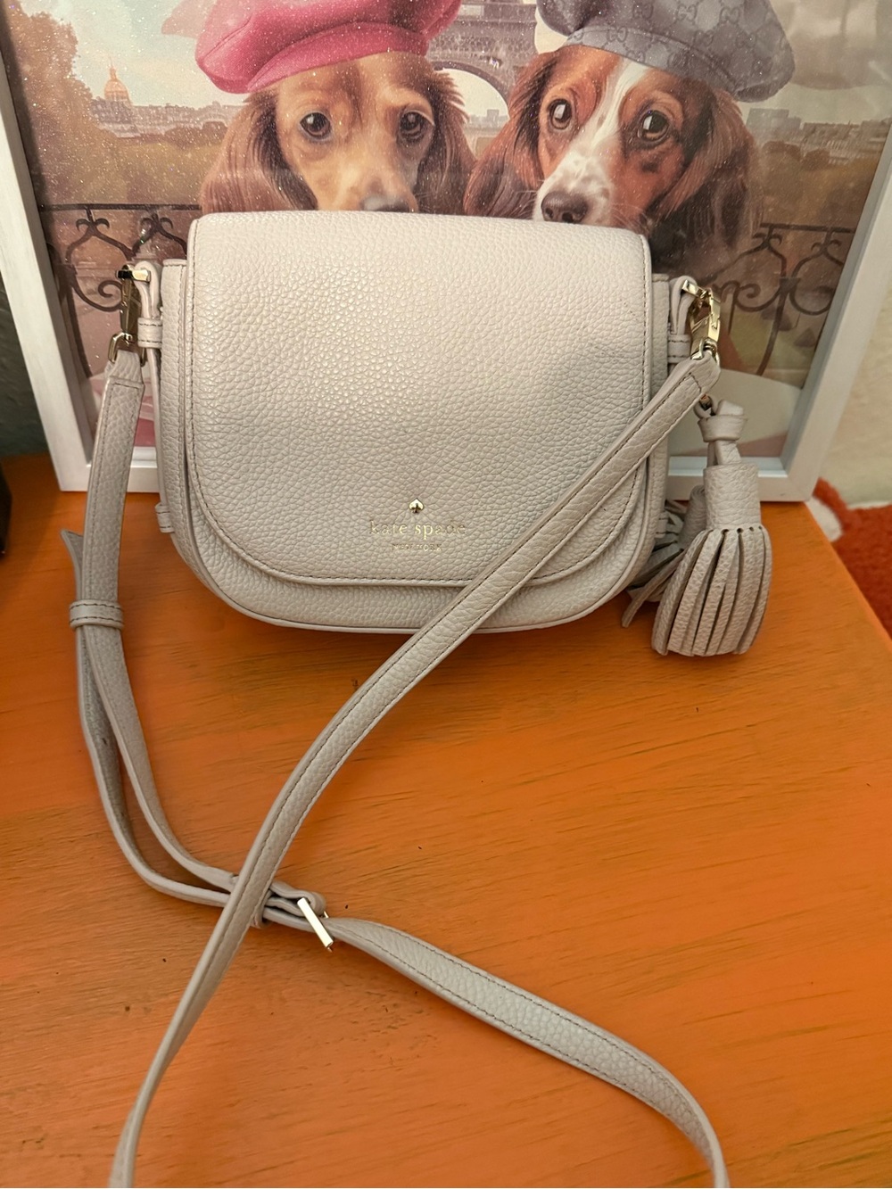 kate spade Small Pebbled Leather Crossbody Bag in Light Gray